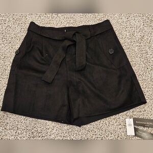 Banana Republic | Women's Black Vegan Suede Belted Shorts